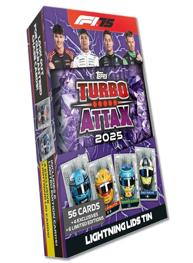 Topps Turbo Attax Formula 1® 2025 Trading and Collectible Card Game (Mega Tin - Lightining Lids) - Image 1